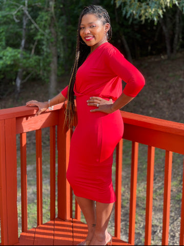 Simple Sexy Red Pencil Dress