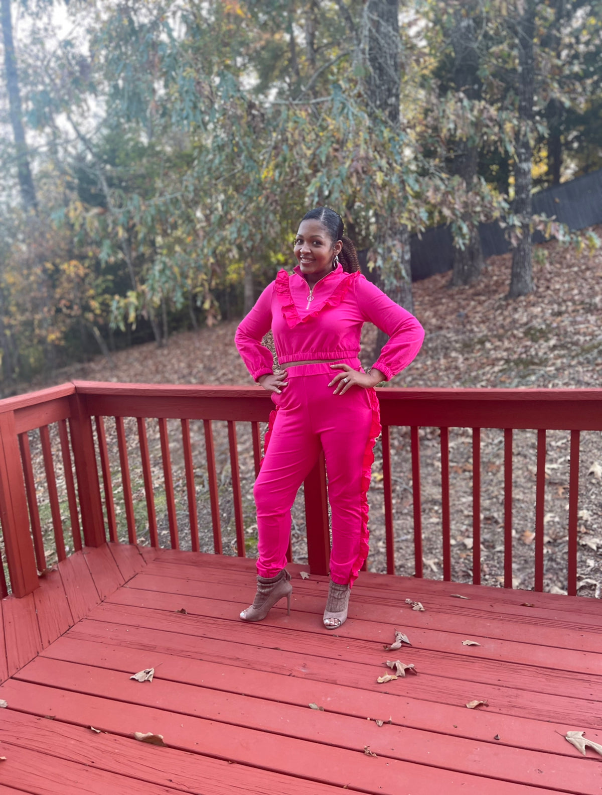 Kerrington Ruffle Hot Pink Set
